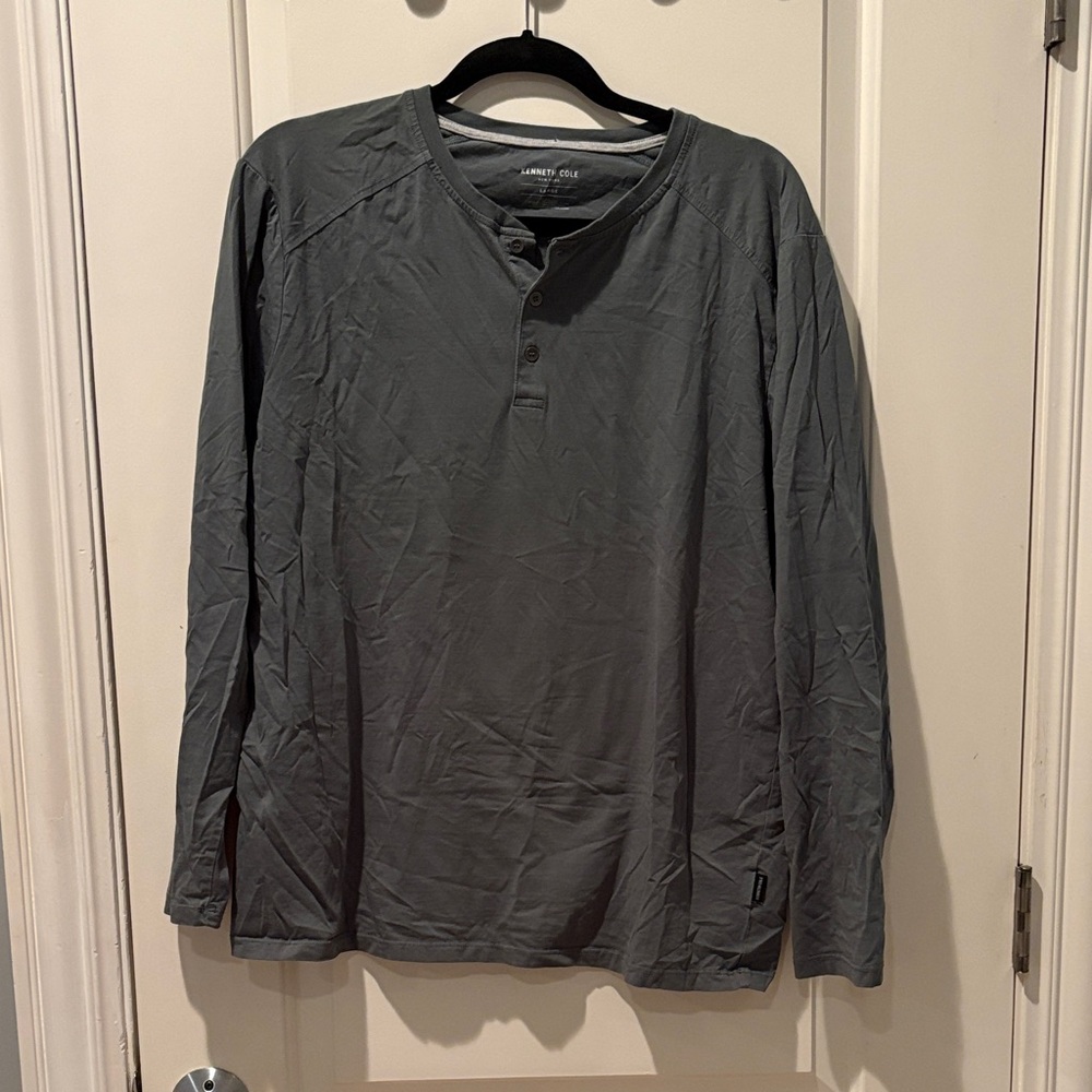 Kenneth Cole Men's Long Sleeve Henley - Green
